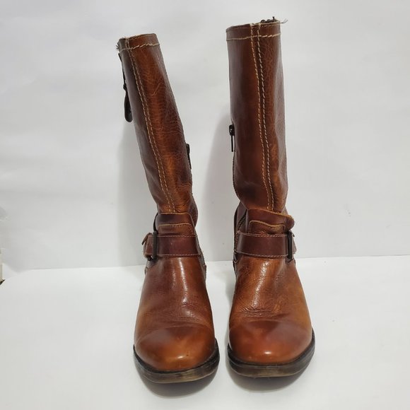 Bed Stu Token Motorcycle boot tan leather zip up buckle - Picture 3 of 11